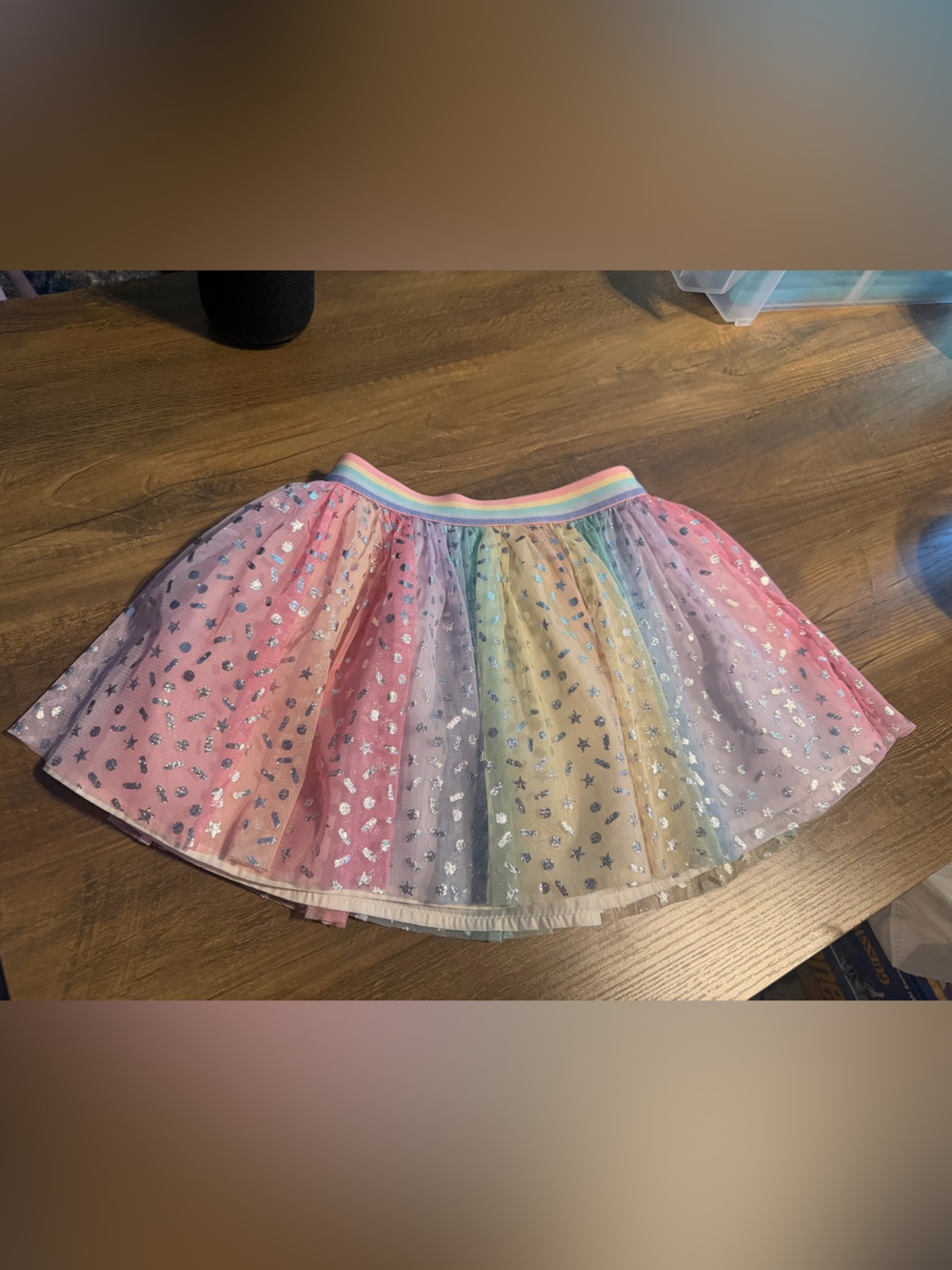 Old Navy Pastel Rainbow Tulle Skirt with Silver Glitter Size 2T